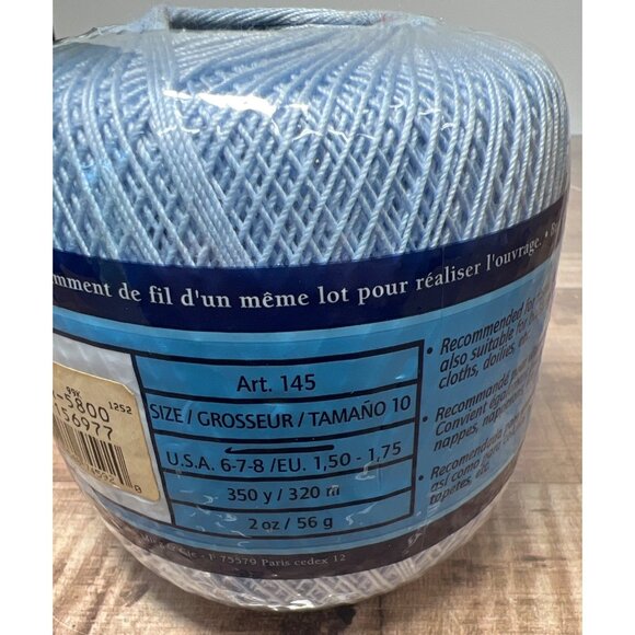 DMC Traditions 100% Mercerized Crochet Cotton Size 10 Light Blue 320 Yards - Picture 3 of 3